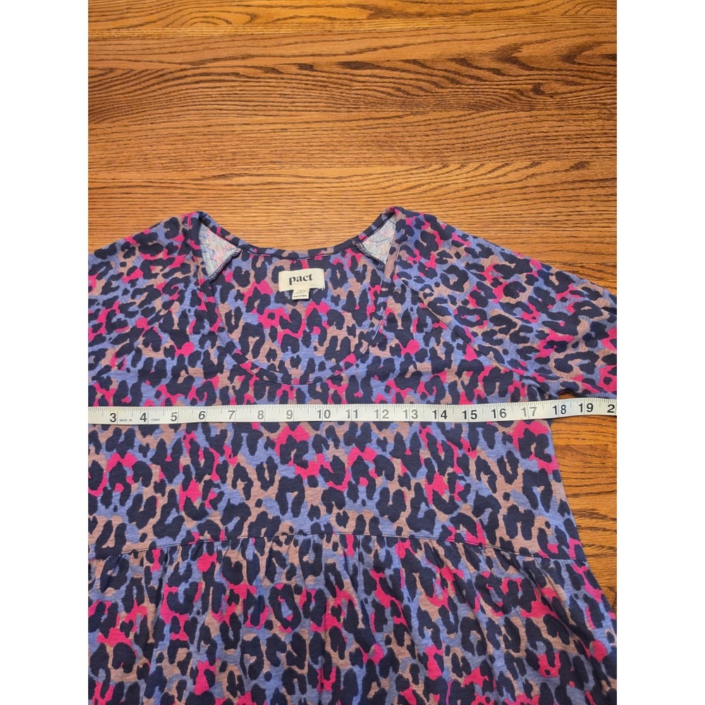 PACT Revive Flutter Sleeve Dress Small Leopard Print Organic Cotton Sustainable - Picture 11 of 16